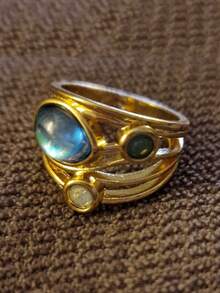 1 Miếng Retro Rộng Nhiều lớp Nhẫn Đối với phụ nữ , Thông thường hàng ngày Phụ kiện - Vàng - Xem 5