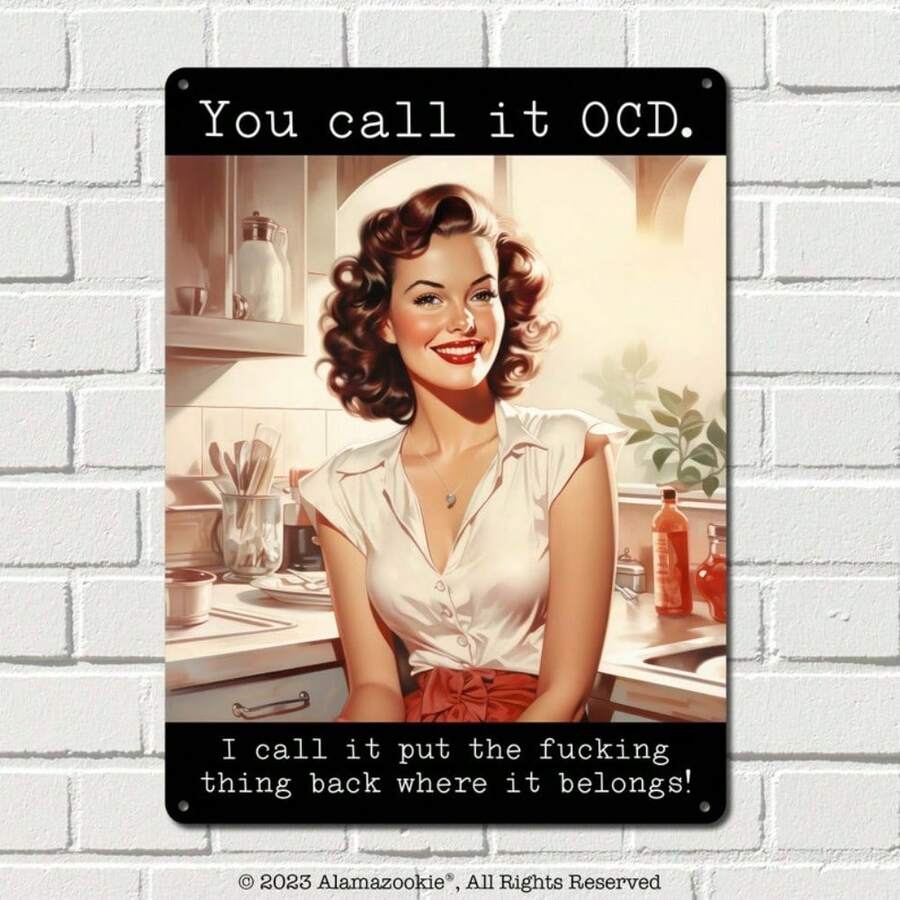 1 Pcs 8" X 12" You Call It OCD Wall Art Wall Decor. Home Decor Wall Decor Living Room Home Decoration Bedroom Decor Pictures Painting I Call It Put The Fxxking Thing Back Where It Belongs! | Snarky Metal Kitchen Sign | Funny Retro Gifts For Mom, Grandma Posters For Room Room Decor Men House Decor Dom Room Decor Men Apartment Decor - 預設 - 查看 1