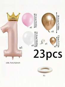 23pcs/Set Blue Pink Crown Number 1 To 9 Balloons Upright 1st Birthday Party Decorations Baby Shower Balloon