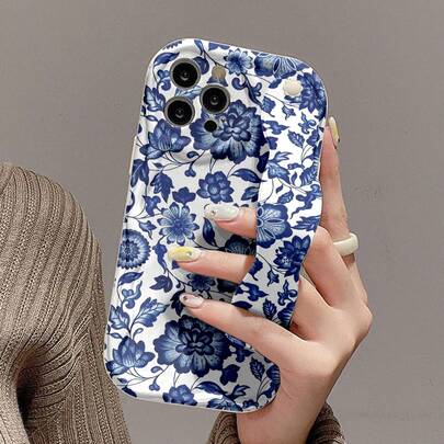 花卉图案加厚防摔手机保护壳，带支架，兼容苹果及苹果系列，防水防震防刮，国际版，非国内版