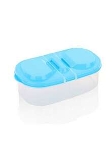 1pc Double-Grid Food Storage Box, Minimalist Clear Storage Box For Kitchen,Kitchen,Summer Beach Party,Food,Camping,Organizer,Room Decor,Kitchen Items."
