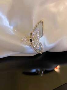 1 pièce Bague réglable minimaliste et élégante de luxe à motif papillon et fleur, convient pour le port quotidien et les occasions festives pour femmes