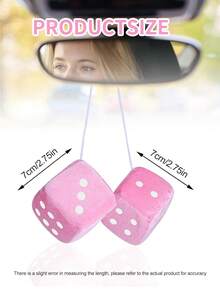 Car Dice,2.75In Pair Of Auto Rear Mirror Plush Dice, Soft And Fuzzy Car Charm Interior Ornament For Sedan, Truck, SUV Hangable Decoration, Cute Car Decoration Ornament Accessories - Style a - View 3