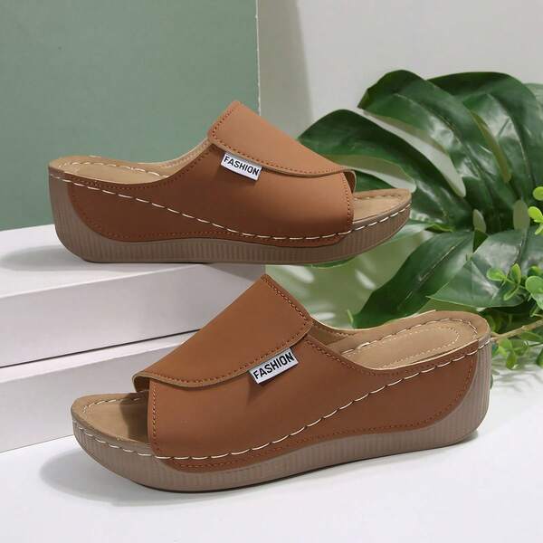 New Plus Size Women's Retro Casual Platform Flip Flops, Thick Sole Thong Sandals, Embroidery & Hollow-Out Design, Beach Wedges, Summer