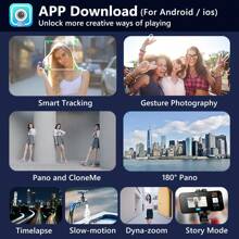 AXNEN Stabilisateur cardan mode de prise de vue à poursuite de rotation à 360 degrés Selfie Stick trépied compatible avec les smartphones iPhone, téléphone portable pour photoraphie en direct