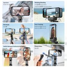 AXNEN Stabilisateur cardan mode de prise de vue à poursuite de rotation à 360 degrés Selfie Stick trépied compatible avec les smartphones iPhone, téléphone portable pour photoraphie en direct