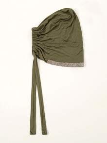 1pc Women's Solid Color Rhinestone Headband, Headscarf With Criss-Cross Front, Soft Modal Lining, Easy To Wear Hair Sleep Cap - Solid Color - View 29