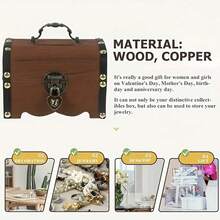 1pc Vintage Wooden Coin Bank, Lockable Storage Box, Antique Wooden Money Box, Creative Jewelry Box For Storing Coins And Bills, Metal Clasp, Suitable As Gift And Home Decor, Coin Storage Box - Multicolor - View 5