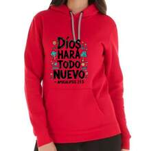 SUDADERA CRISTIANA CON ESTAMPADO "DIOS HARA TODO NUEVO" - Rosa - Ver 2