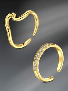 CIZME 2PCS Fashion Adjustable Toe Rings For Women,Silver Gold Summer Beach Foot Jewelry,Flower Open Toe Rings,Stainless Steel Cubic Zirconia Toe Jewelry For Women,Daily Wear Body Jewelry - Open Ankle Ring - View 10