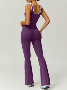 NcmRyu Women's V-Neck Sporty Matching Top And Pants Set, Elastic, Versatile For Casual Wear, Yoga, Fitness, Spring/Summer