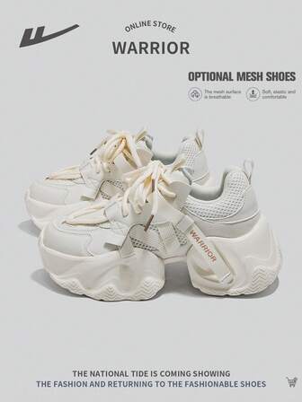 WARRIOR 2025 年春夏女士时尚运动鞋，运动风格厚底休闲防滑百搭步行鞋