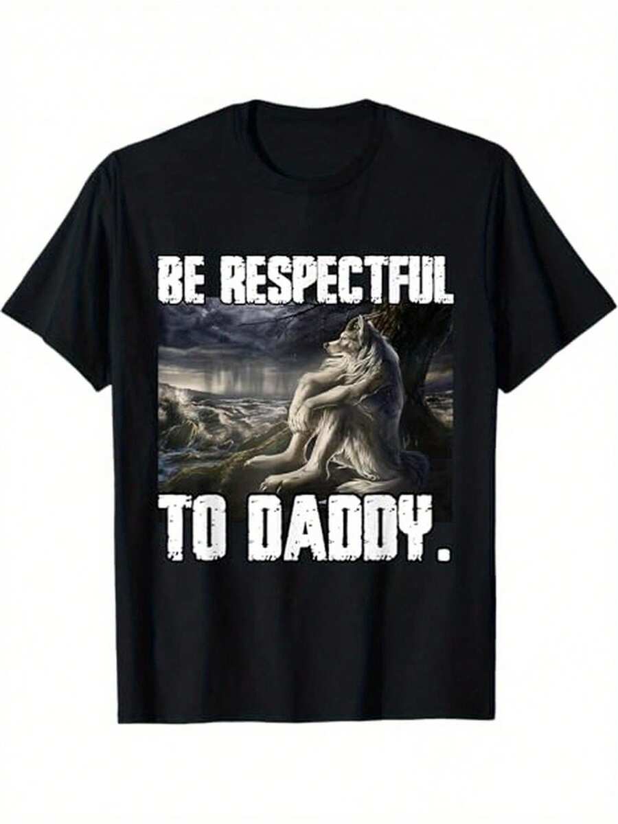 Funny Alpha Werewolf Wolf Meme T-Shirt  Cotton Soft Breathable Black - Gifts For Men Dad Husband Grandpa (S-XXXL) - 黑色 - 查看 1