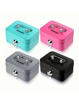 1 件安全金属现金收纳盒 - 带钥匙锁的存钱罐、可上锁的硬币罐、便携式现金收纳盒、卡片、顶部手柄支架、成人存钱罐、硬币储蓄器、日常办公使用的收银机、完美的节日礼物、生日礼物、毕业礼物