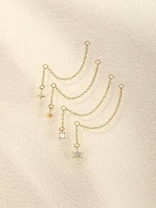 1 Pc DIY Tassel Chain 925 Sterling Silver Earring For Women Vintage Earring Accessories Minimalist Wedding Party Bridal Jewelry Fine Jewelry