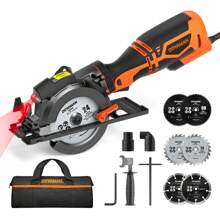 DOVAMAN Circular Saw With Metal Handle, 6 Blades(4½", 4¾"), Cutting Depth 1-11/16" (90°), 1-3/8" (45°), Laser Guide, Corded Saw For Wood