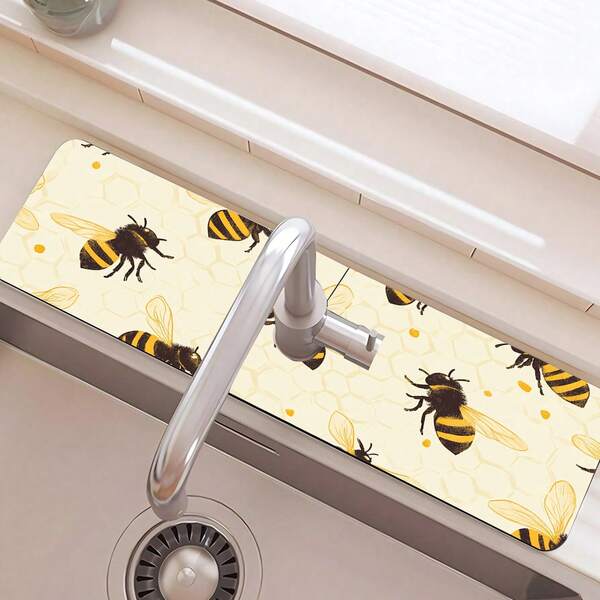 1 pieza Lindo tapete de secado con estampado de cerdito rosa, tapete a prueba de humedad para cocina y baño, tapete con ventosas para grifos de baño, decoración de cocina y mesa, perfecto para regalos festivos, puede ser entregado como un regalo