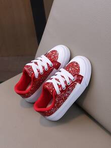 Spring New Bright Color Girls' Canvas Sports Shoes, Comfortable Casual Children's Sports Shoes, Red Flat Leisure Shoes For Girls - Red - View 5