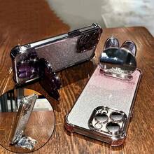 1 Stück elektrolysierte Handyhülle mit 4-Kanten-Erhabenes Design, Bildschirmschutz und süßem Katzen-Ständer, kompatibel mit kabellosem Laden für iPhone 16 Pro Max, P30, Nova 11, Honor Magic7, Redmi Note 14 Pro+ 5G, Galaxy S25 Ultra, Infinix Smart 8/Infinix Hot 40i/Tecno Spark 20/Tecno Spark 20C/Tecno Spark Go 2024, Moto G54