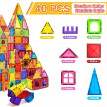 Magnetic Blocks, 40/64/100PCS Building Blocks, Magnets Building Set, STEM Construction Stacking Blocks & Montessori Learning Toy Gift For Kids 3+ Boys And Girls Preschool Kindergarden Toy, Mix Colors - Multicolor - View 13