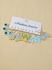 10pcs/30pcs Cross-Border New Dopamine Imitation Vegetable Series Resin Earring Set, Funny & Cute Pumpkin Ginger Eggplant Pea Peanut Earrings Pendants, Women Jewelry