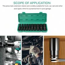 Heavy Duty 1/2" Drive Deep Impact Sockets Set Long Reach Wheel Wrench Nut Kit - Black - View 4