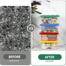 Toys Storage Organizer Bins With Lids - Stackable Plastic Organizer Box Set Of 4, Kids Toys Chests With Building Baseplate And Lid, Storage Container For Building Bricks - default - View 3