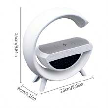 New Large Wireless Fast Charging Station - Sunrise Simulation, RGB Rhythm, Smart Wake-Up Light, Alarm Clock And Bedside Phone Holder, Smart Home Appliance | Modern Round Design | Portable Speaker, Holiday Gift (Needs To Be Plugged In To Charge The Speaker To Charge The Phone)