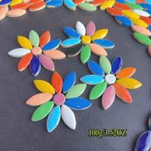 100g/200g Assorted Color Teardrop + Polka Dot Ceramic Mosaic Tiles, High-Temperature Ceramic Crafted Mosaic Material With Smooth Surface, For DIY Handicrafts, Mosaic Wall Art, Bathroom And Pool Decor