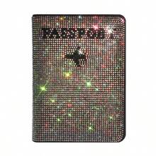 Rhinestone RFID Blocking Passport Holder Leather Travel Wallet Pouch, Multi-Color