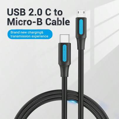 VENTION Micro USB 转 USB C 硬盘数据线 Type C 转 Micro USB 480Mbps 高速兼容三星 Galaxy S7 S6、J7、J3，兼容 、Kindle，兼容 控制器、Android 手机，黑色兼容三星 Galaxy S7/HTC 兼容 Android、Kindle，兼容 、相机、MP3 Micro-USB
