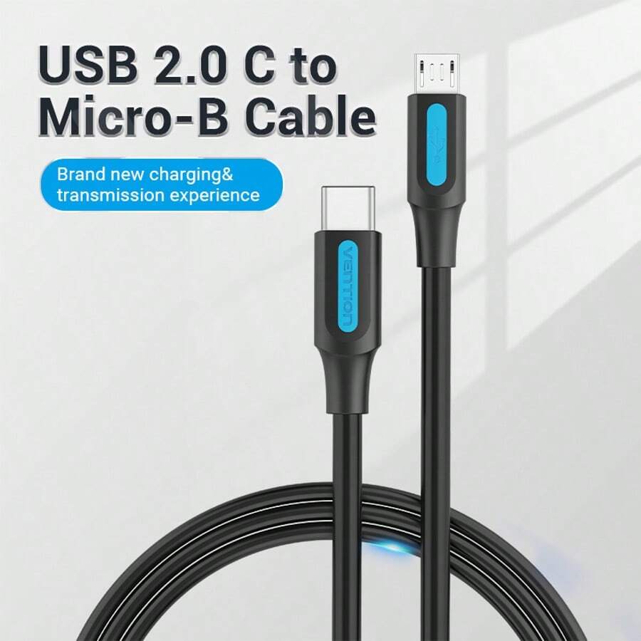 Cable Micro USB a USB C de VENTION para disco duro, velocidad alta de 480Mbps, compatible con Samsung Galaxy S7 S6, J7, J3, compatible con , Kindle, compatible con controlador , teléfonos Android, color negro, compatible con Samsung Galaxy S7/HTC, compatible con Android, Kindle, compatible con , cámara, MP3 Micro-USB - Negro - Ver 1