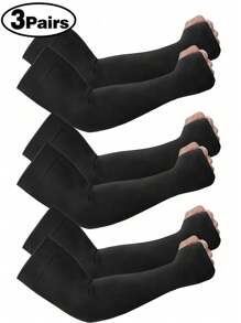 3pcs/1 Pair Male/Female Anti-UV Arm Sleeves, Compression Sleeves For Men To Cover Arms, Male/Female Sun Protection Sleeve Covers - Unisex Sun Protection Arm Sleeves