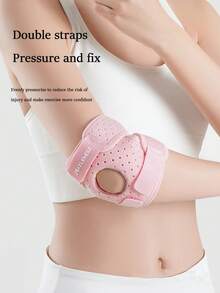 1pc Breathable Adjustable Elbow Brace, Elbow Sleeve With Silicone Shock Absorption And Support, Compression Strap For Tennis, Basketball, Badminton, Golf, Fitness - Polyester Fiber, Hook-And-Loop Closure, Left Or Right Side Protection, Two Logos Randomly Shipped Gym Accessories
