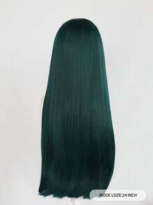 Women's Dark Green Long Straight Anime Cosplay Wig With Bangs, Synthetic Glueless Heat Resistant High Temperature Fiber Hair For Party Costume School Carnival Concerts Vacation Photography Themed Events Comic Con Exhibition - Green - View 2