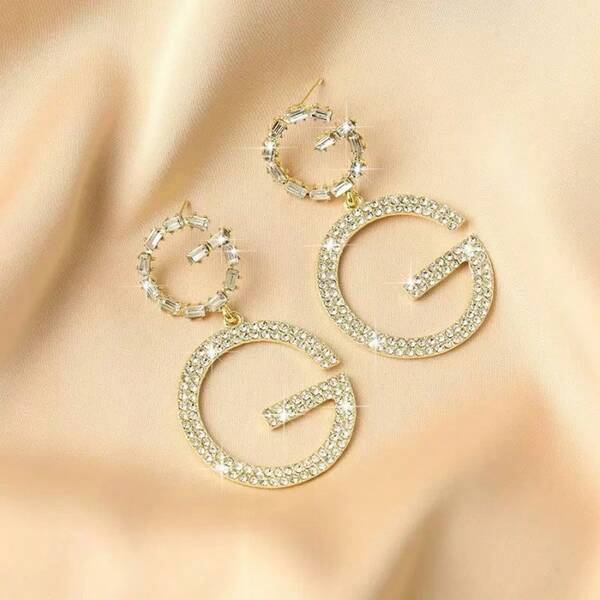 Brincos de letras de zircônia elegantes, brincos de charme coreano, joias da moda para mulheres