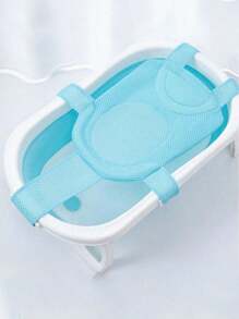 1 pieza Red de baño en forma de T con 5 hebillas, soporte de baño transpirable y antideslizante para bebé de 0 a 18 meses. Apto para la mayoría de bañeras. Nuestra red de baño también se puede usar como flotador para bebé en Navidad, Halloween, Acción de Gracias para asegurar un baño  y alegre de su bebé.