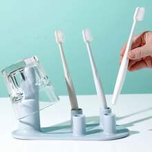 1pc Bathroom Storage Shelf Toothbrush Holder Rinse Cup Organizer Rack, Countertop Bathroom Cup Holder Draining Rack Toothbrush Stand Home Bathroom Decor Summer - Multicolor - View 2