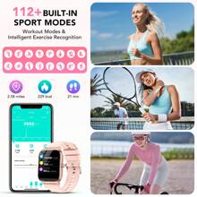 Smart Watch For Android And IPhone, 1.85 Inch Fitness Tracker, Men Women's Smartwatch With Answer/Make Calls/112+ Sports Modes/Message Reminder, IP68 Waterproof, For Gift Black