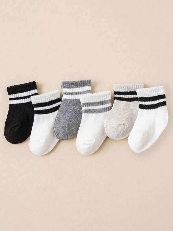 6 أزواج جوارب بسيطة للأطفال من الجنسين، جوارب مطاطية للأطفال الصغار ،ناعمة وأنيقة مثالية لأقدام الصغار !