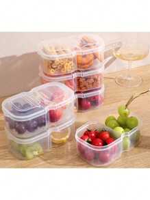 1pc Double-Grid Food Storage Box, Minimalist Clear Storage Box For Kitchen,Kitchen,Summer Beach Party,Food,Camping,Organizer,Room Decor,Kitchen Items."