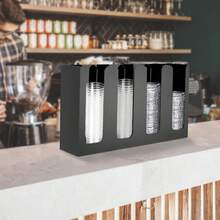 HOHOBLA Paper Cup Dispenser, Lid Storage Organizer Holder Acrylic Sauce Cup Dispenser 4 Compartments Countertop Sauce Restaurant Supplies For Party Kitchen Supplies (Black) Home Bathroom Decor Summer Back To School - Black - View 8
