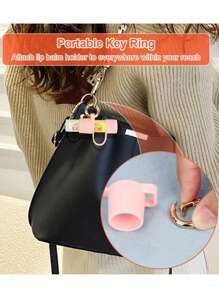 Silicone Holder With Cap Cover, 0.6'' Diameter Portable Lip Balm Holder Key Chain Sleeve Keychain Holder With Wrist Strap Lanyard, Perfect Gifts For Birthdays, Party, Anniversaries, Wedding, Travel, Not Easy To Lose, Lipstick Organizer Gifts For Women,For Holiday Beach, Bathroom Collection, Bedroom Collection, Large Capacity