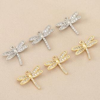 1 Piece 3 Pieces DIY Handmade Small Dragonfly Inlaid Zirconia Pendant Delicate Small Animal Accessories Decorative Pieces That Can Be Matched On Any Jewelry
