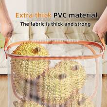 1pc Lightweight Mesh Breathable Garment Storage Bag, Simple Style PVC Material Moving Organizer Bag, Wardrobe Storage Bag, Large Capacity Storage Bag, Waterproof Moisture-Proof Storage Bag, Foldable With Reinforced Handle, Suitable For Home Use