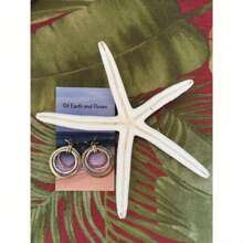 Handmade Sunrise Three Color Dangle Drop Earrings - Polished Circle, Copper, Brass And Silver Plated