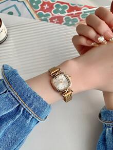 1 件女孩简约而优雅的金色表盘石英竹带手表，适合生日、精致手表和休闲、小众、轻奢、精致钢带石英表 - 均碼 - 查看 14