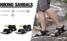 CAMEL CROWN Herren Sport Outdoor Sandalen Sommer verstellbar rutschfest bequem Herren Trekkingschuhe Wanderschuhe Sandalen mit Klettverschluss Strand Lässige Schuhe