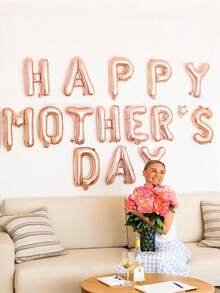 1 个 16 英寸玫瑰金字母设计装饰气球,A-Z 铝箔字母气球,DIY 派对装饰,生日、周年纪念、家居装饰、母亲节、新娘、单身派对、生日快乐横幅、照片背景、可定制字母气球 - 玫瑰金 - 查看 7