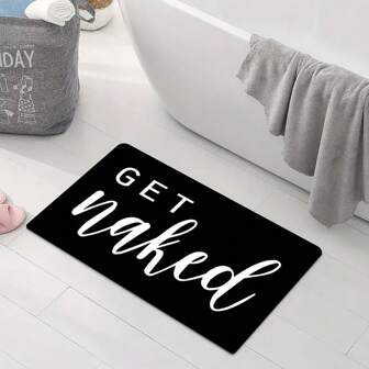 1pc Quick Drying Anti-Slip Bathroom Mat - Absorbent Polyester Bathroom Carpet With Rubber Backing, Black And White Home Decor, Making Bathing Enjoyable, Quick Drying Carpet | Fashionable Floor Mat | Rubber Base Mat, Bathroom Mat Home Bathroom Decor Bath Rug Outdoor Rug Door Mat Fall Decor Bathroom Accessories Back To School Entryway Decor